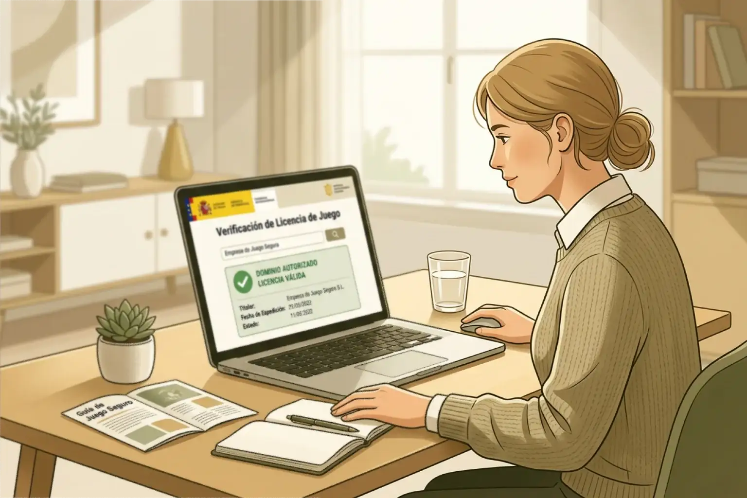 Persona revisando una comprobación oficial de licencia de juego online